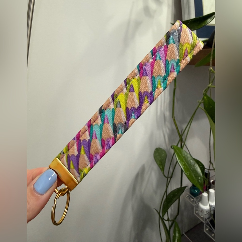 Colorful Pencil Patterned Keychain Wristlet